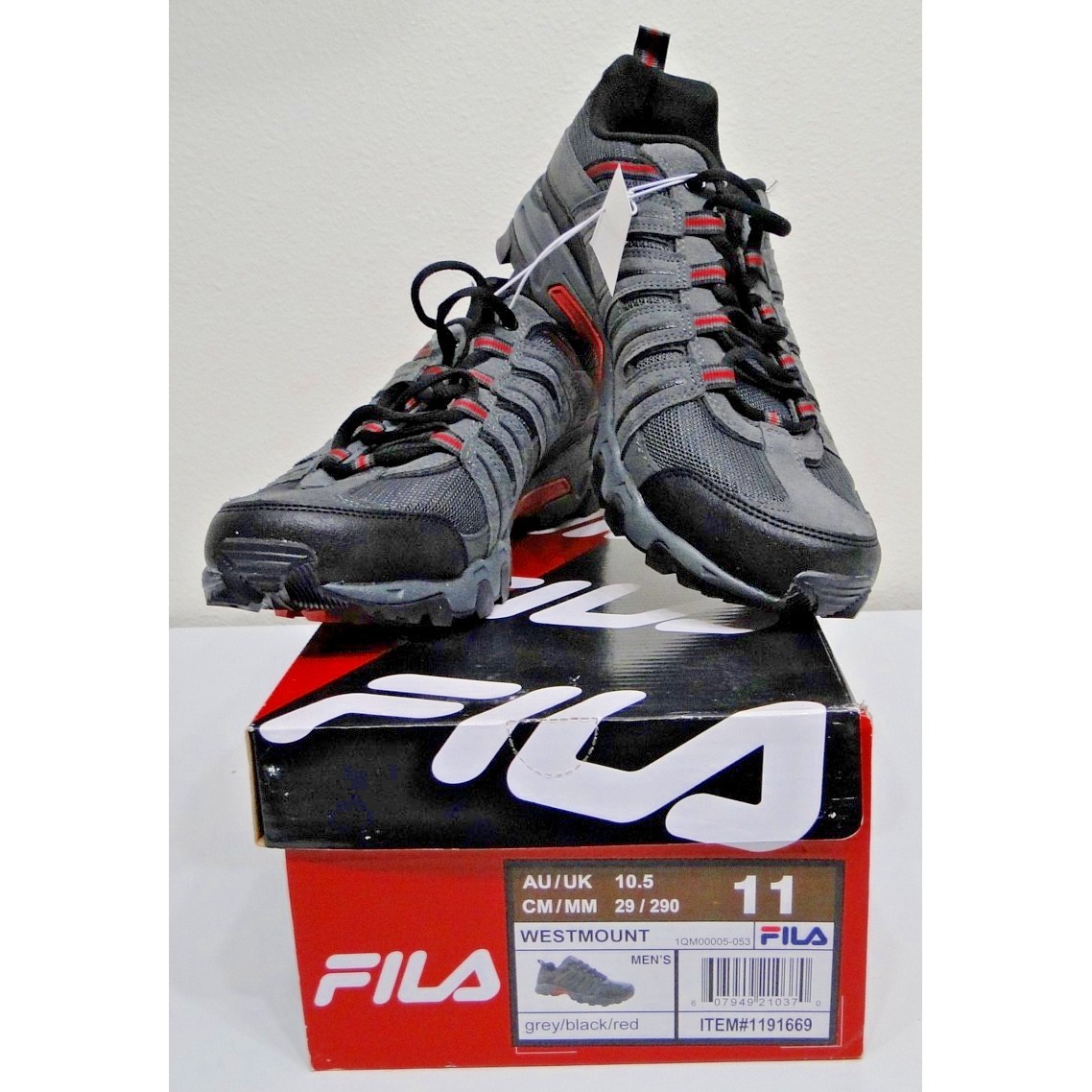 Fila Men's Westmount Shoes Grey/Black/Red Size 11 | New In Box 1qm00005